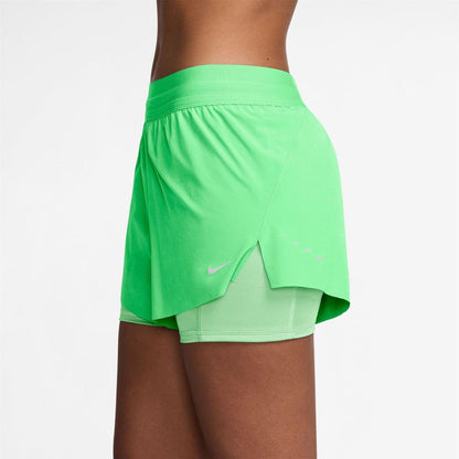 Illusion Green - Side - Nike Womens-Ladies FIT Swift 2 in 1 Running Shorts
