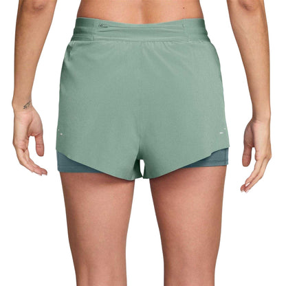 Green - Back - Nike Womens-Ladies FIT Swift 2 in 1 Running Shorts