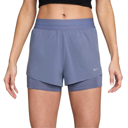 Indigo - Front - Nike Womens-Ladies FIT Swift 2 in 1 Running Shorts