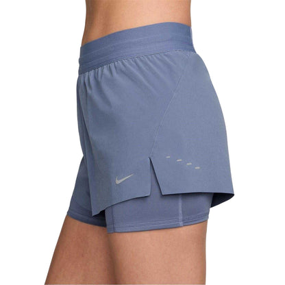 Indigo - Side - Nike Womens-Ladies FIT Swift 2 in 1 Running Shorts