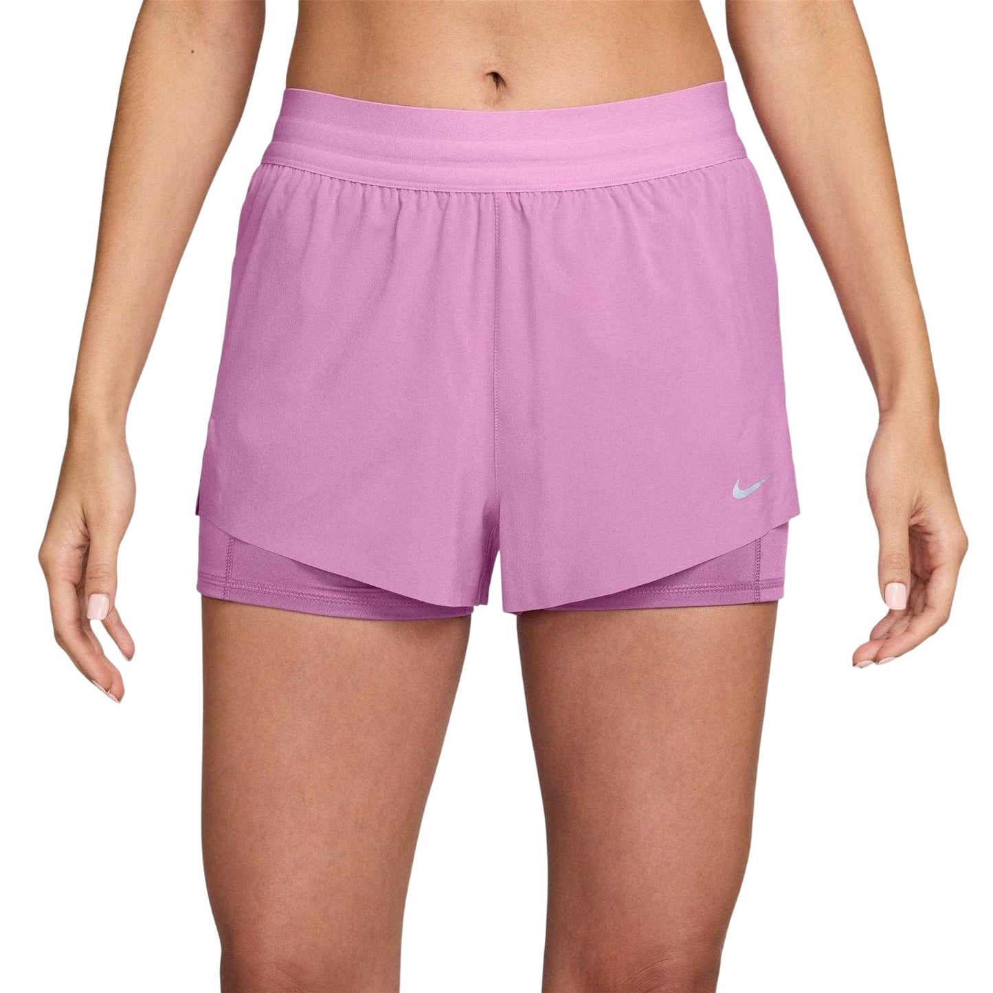 Magenta - Front - Nike Womens-Ladies FIT Swift 2 in 1 Running Shorts