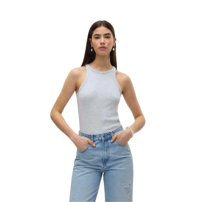 Light Grey Melange - Lifestyle - Vero Moda Womens-Ladies Ribbed Crew Neck Regular Tank Top