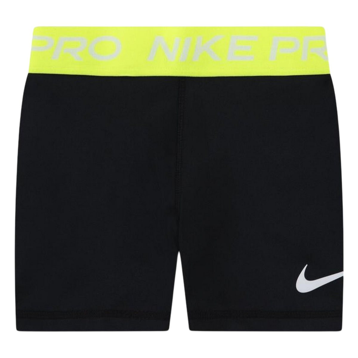 Black-Volt - Front - Nike Girls Pro Athletic Compression Shorts