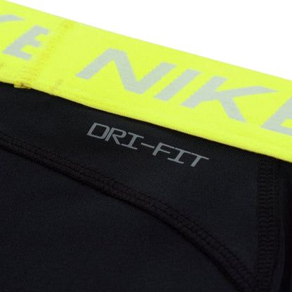 Black-Volt - Side - Nike Girls Pro Athletic Compression Shorts