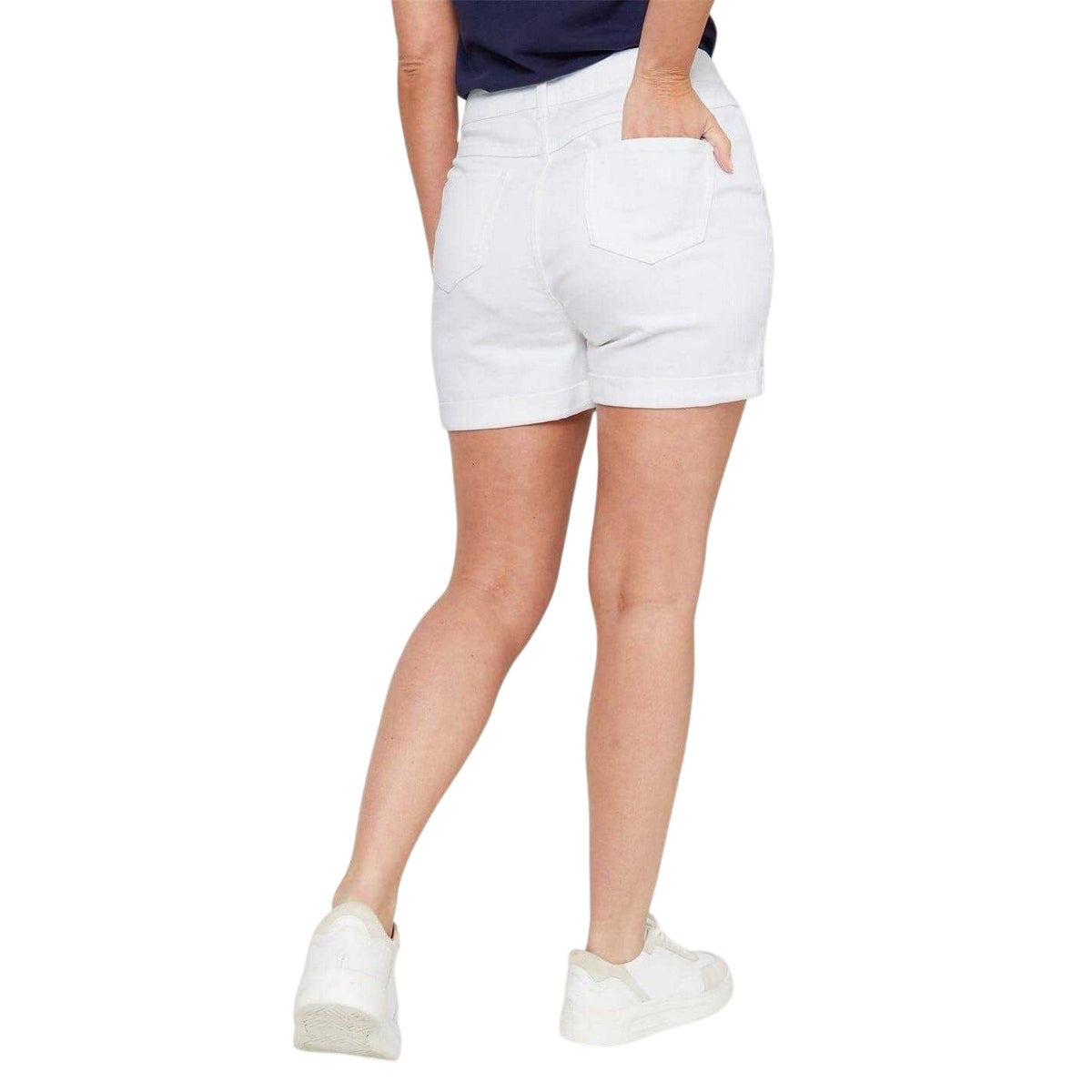 White - Back - Be You Womens-Ladies Denim Jean Shorts