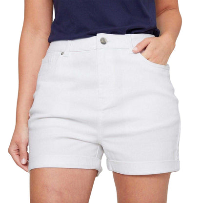 White - Front - Be You Womens-Ladies Denim Jean Shorts