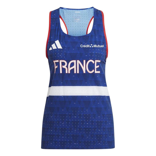 Lucid Blue - Front - Adidas Womens-Ladies Adizero France Vest Top
