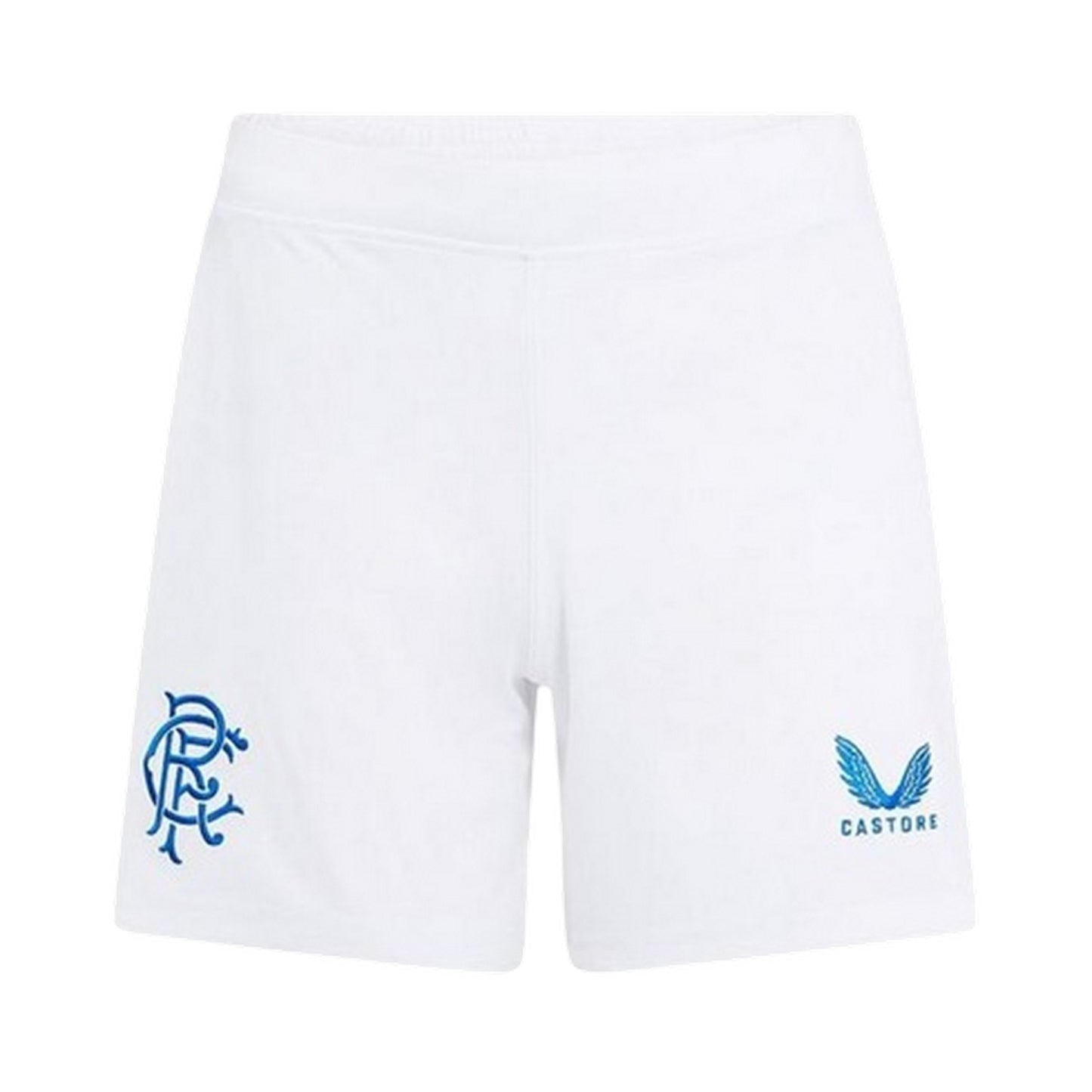 White-Blue - Front - Castore Womens-Ladies 2024 2025 Rangers FC Football Shorts