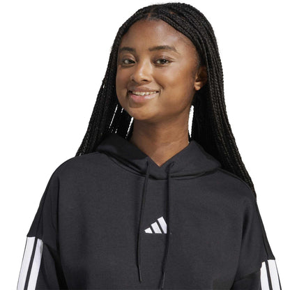 Black - Lifestyle - Adidas Womens-Ladies Fleece Drawstring Hoodie