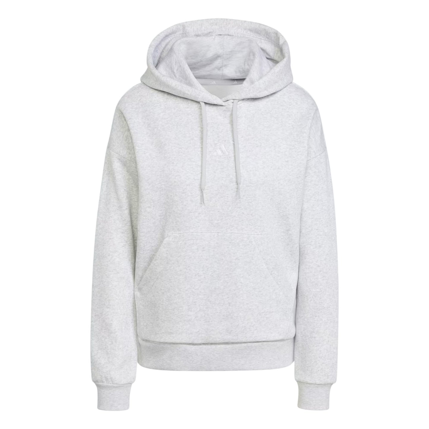 Grey Marl Marl - Front - Adidas Womens-Ladies Fleece Drawstring Hoodie