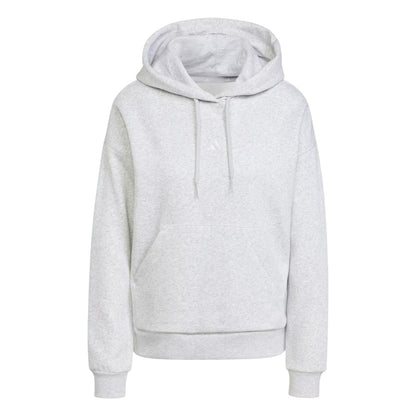 Grey Marl Marl - Front - Adidas Womens-Ladies Fleece Drawstring Hoodie