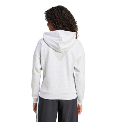 Grey Marl Marl - Back - Adidas Womens-Ladies Fleece Drawstring Hoodie