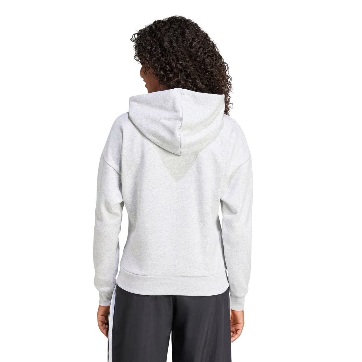 Grey Marl Marl - Back - Adidas Womens-Ladies Fleece Drawstring Hoodie