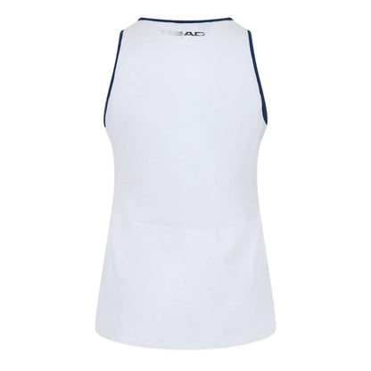 White-Navy - Back - Head Womens-Ladies Crew Neck Tennis Tank Top