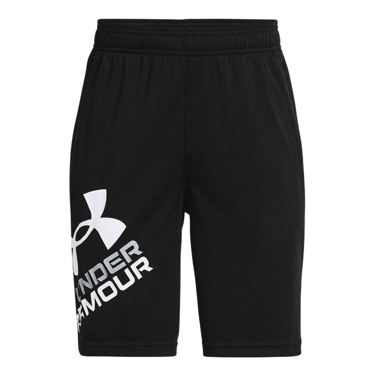 Black-White - Front - Under Armour Childrens-Kids Prototype Logo Shorts