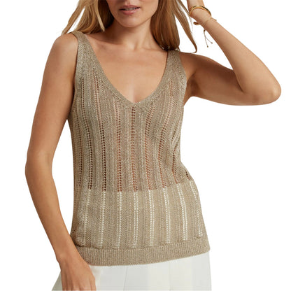 Gold - Side - Ted Baker Womens-Ladies Knitted Sleeveless Tank Top