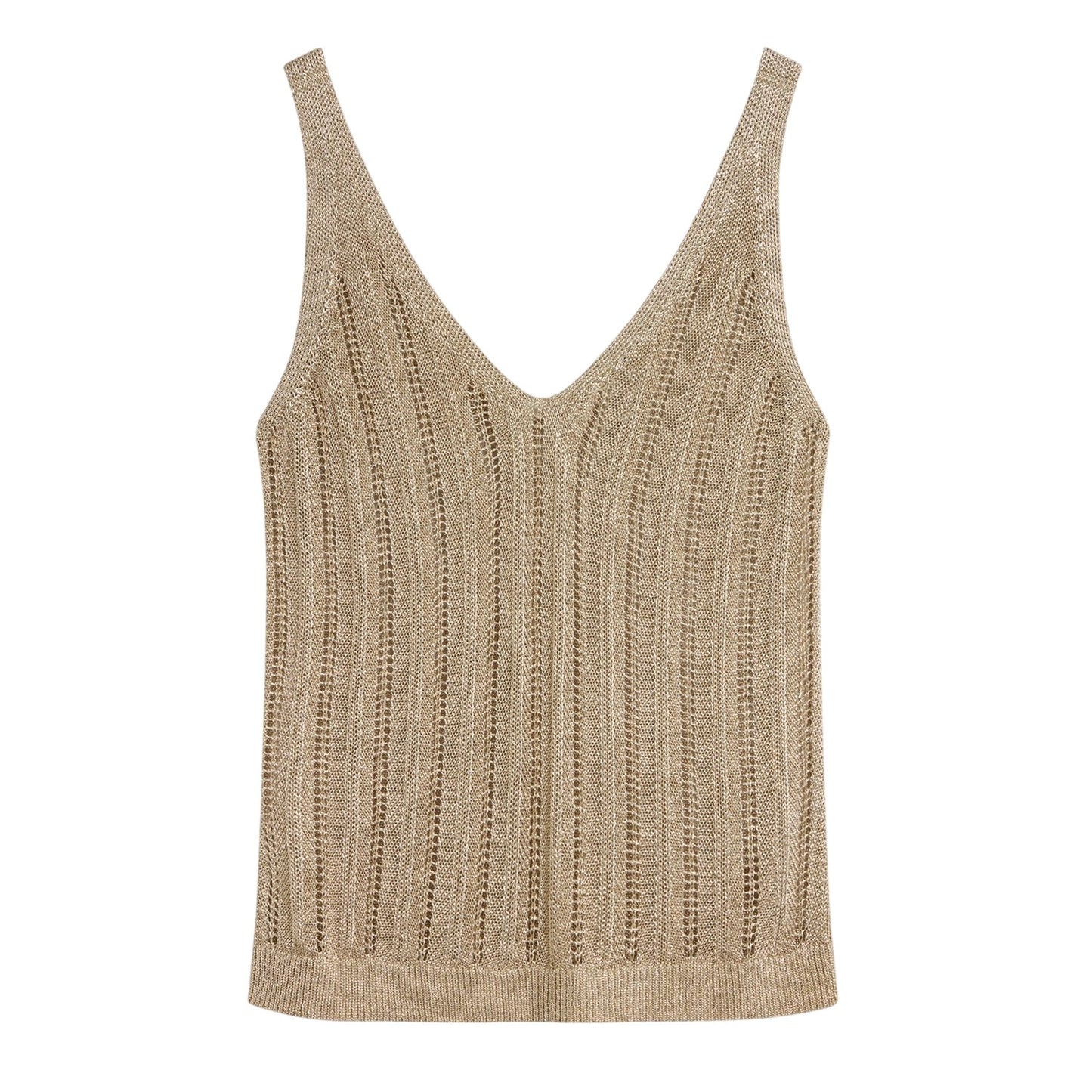 Gold - Front - Ted Baker Womens-Ladies Knitted Sleeveless Tank Top