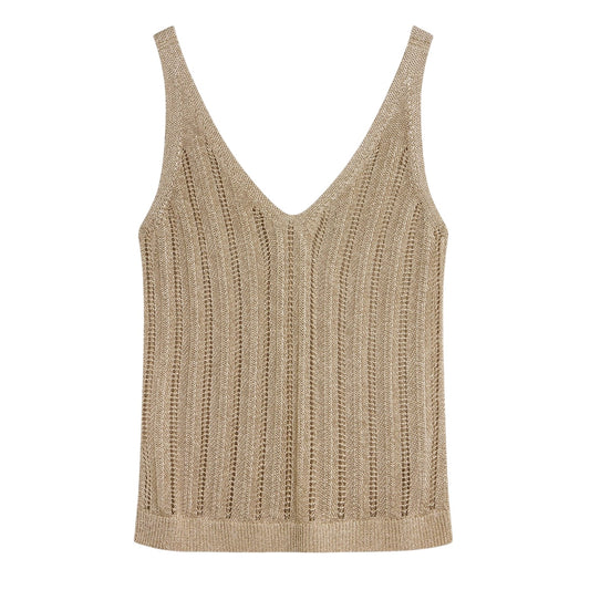Gold - Front - Ted Baker Womens-Ladies Knitted Sleeveless Tank Top
