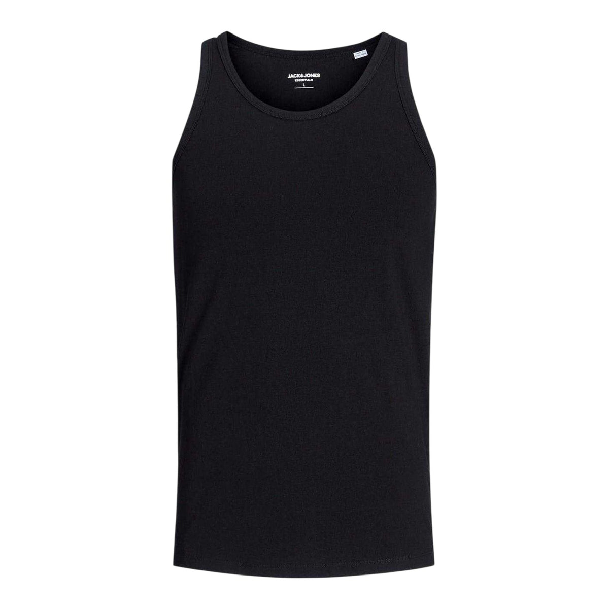 Black - Front - Jack And Jones Mens Basic Cotton Blend Sleeveless Tank Top