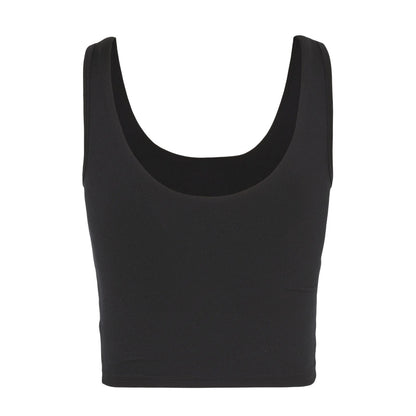 Black - Back - Under Armour Womens-Ladies Motion Performance Cropped Vest Top