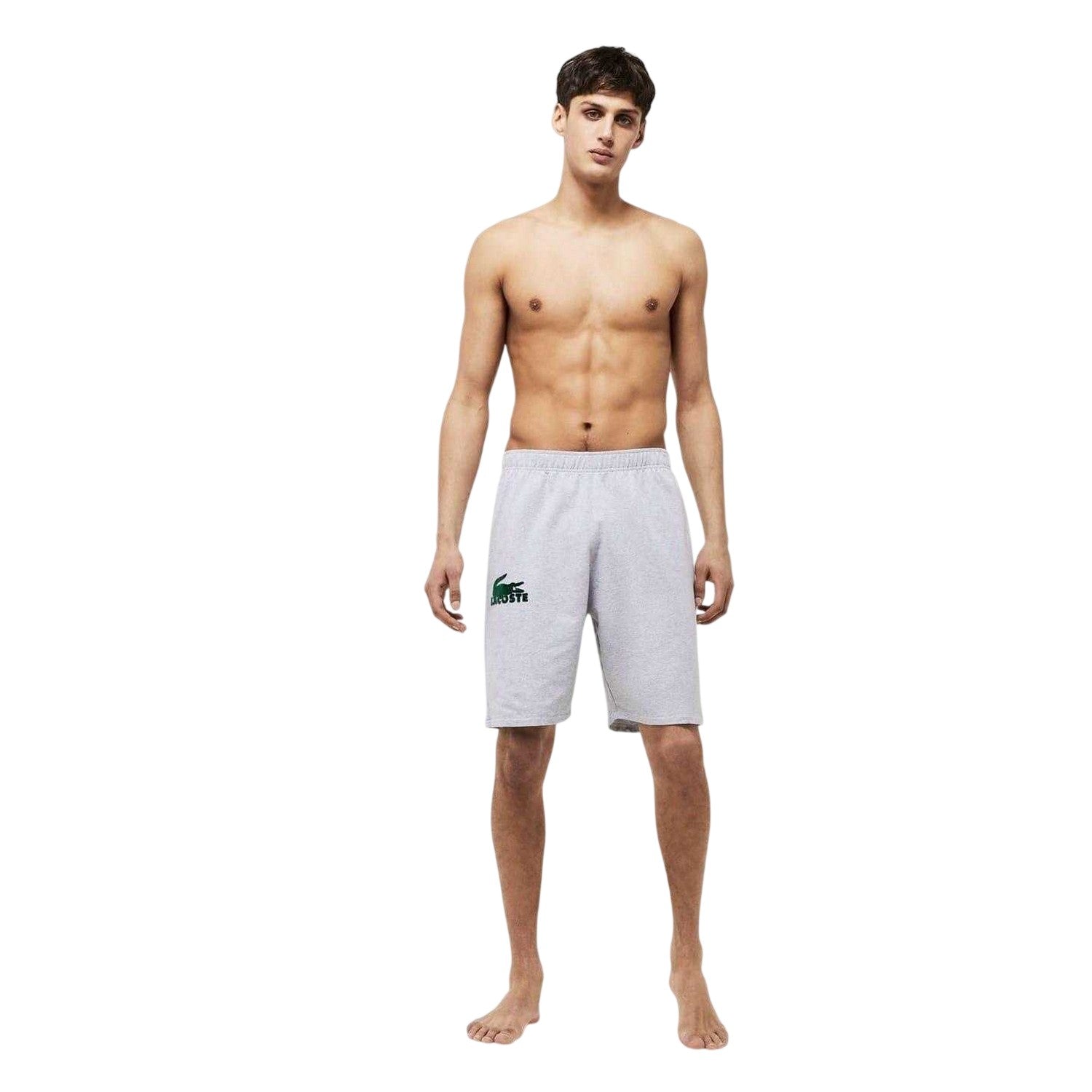Grey - Side - Lacoste Mens Bw Jersey Logo Shorts