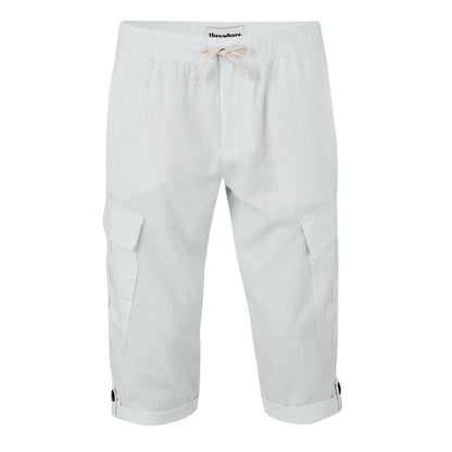 White - Front - Threadbare Mens Memphis Linen Blend Cargo Shorts