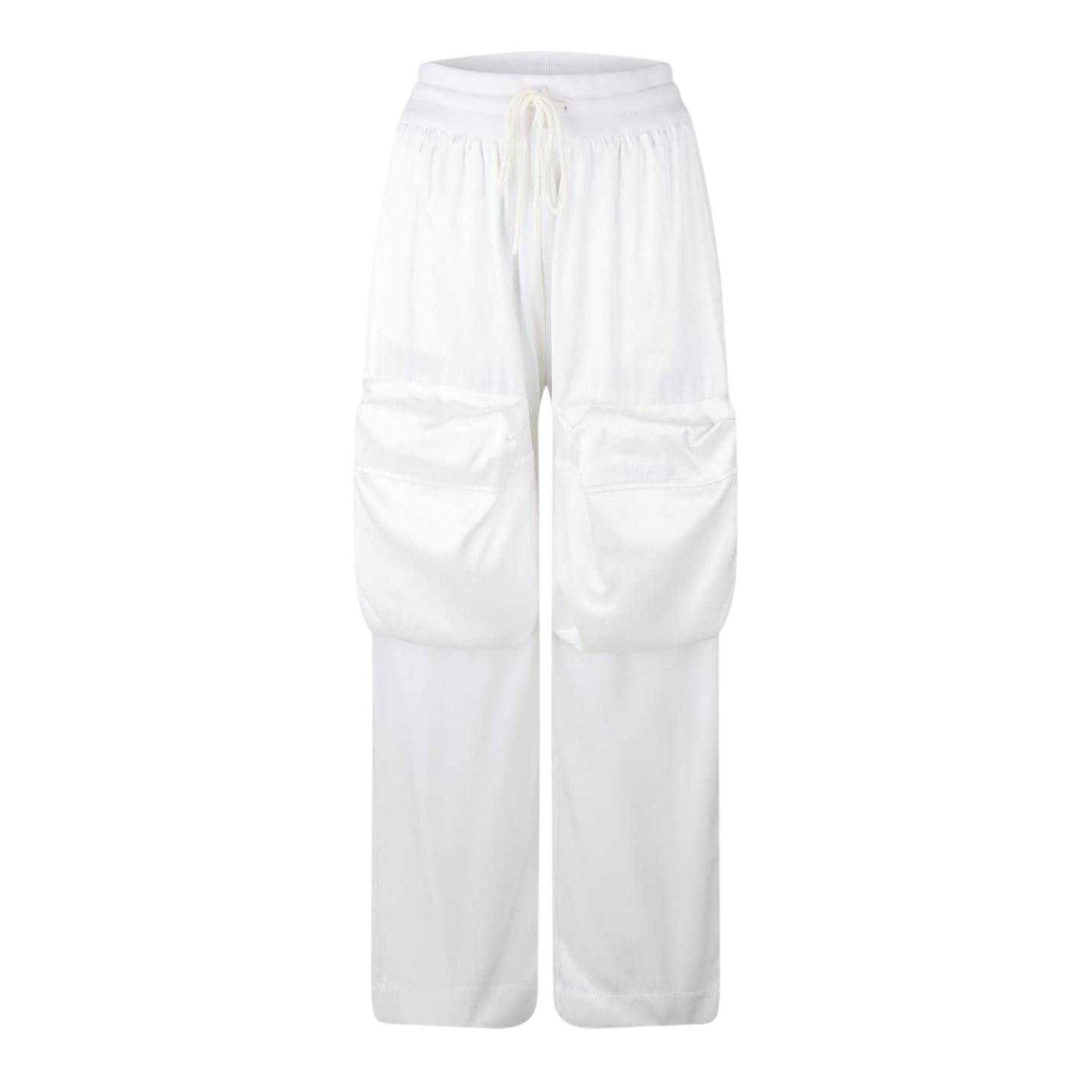 White - Front - Off White Womens-Ladies Duchesse Satin Cargo Trousers