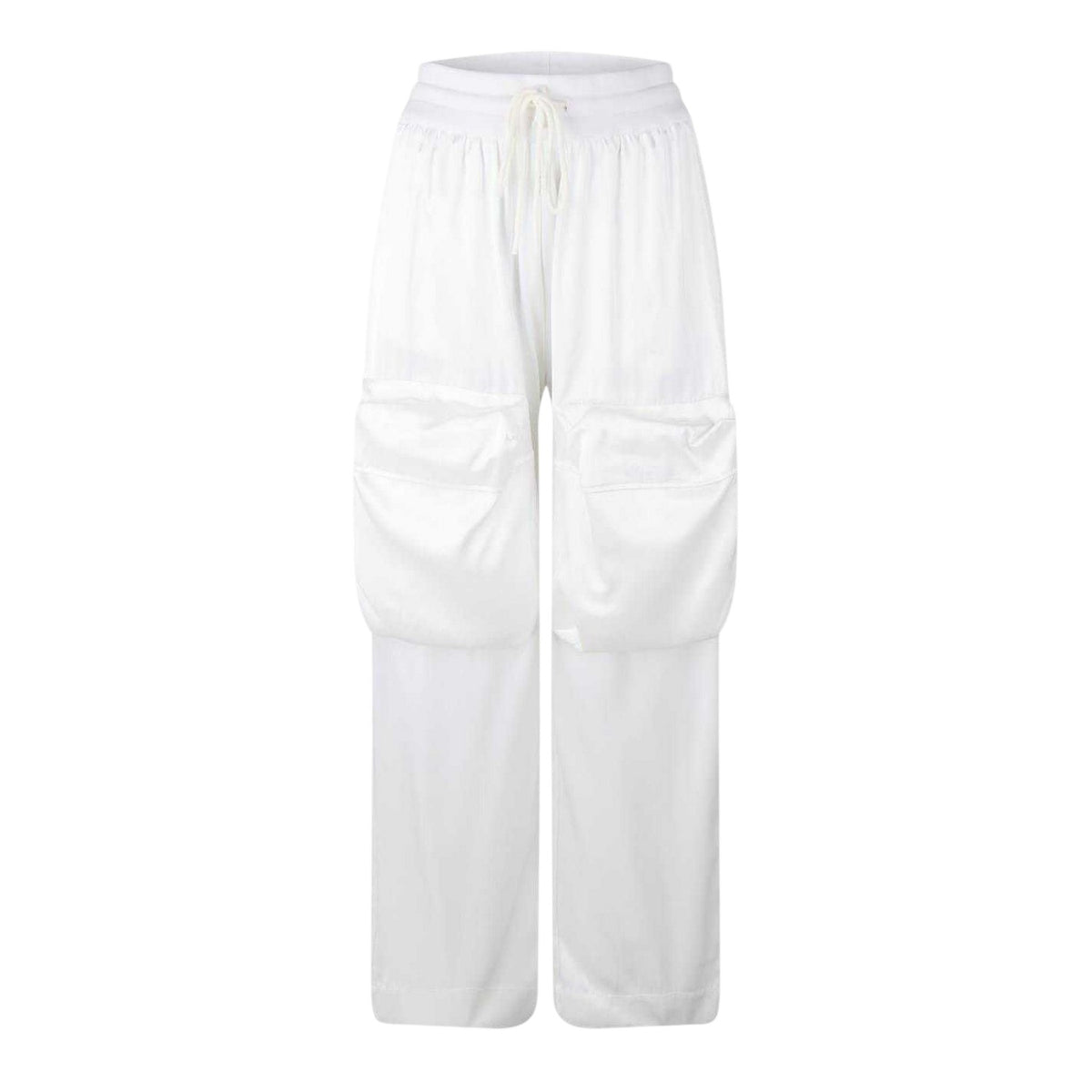 White - Front - Off White Womens-Ladies Duchesse Satin Cargo Trousers
