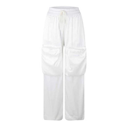 White - Front - Off White Womens-Ladies Duchesse Satin Cargo Trousers