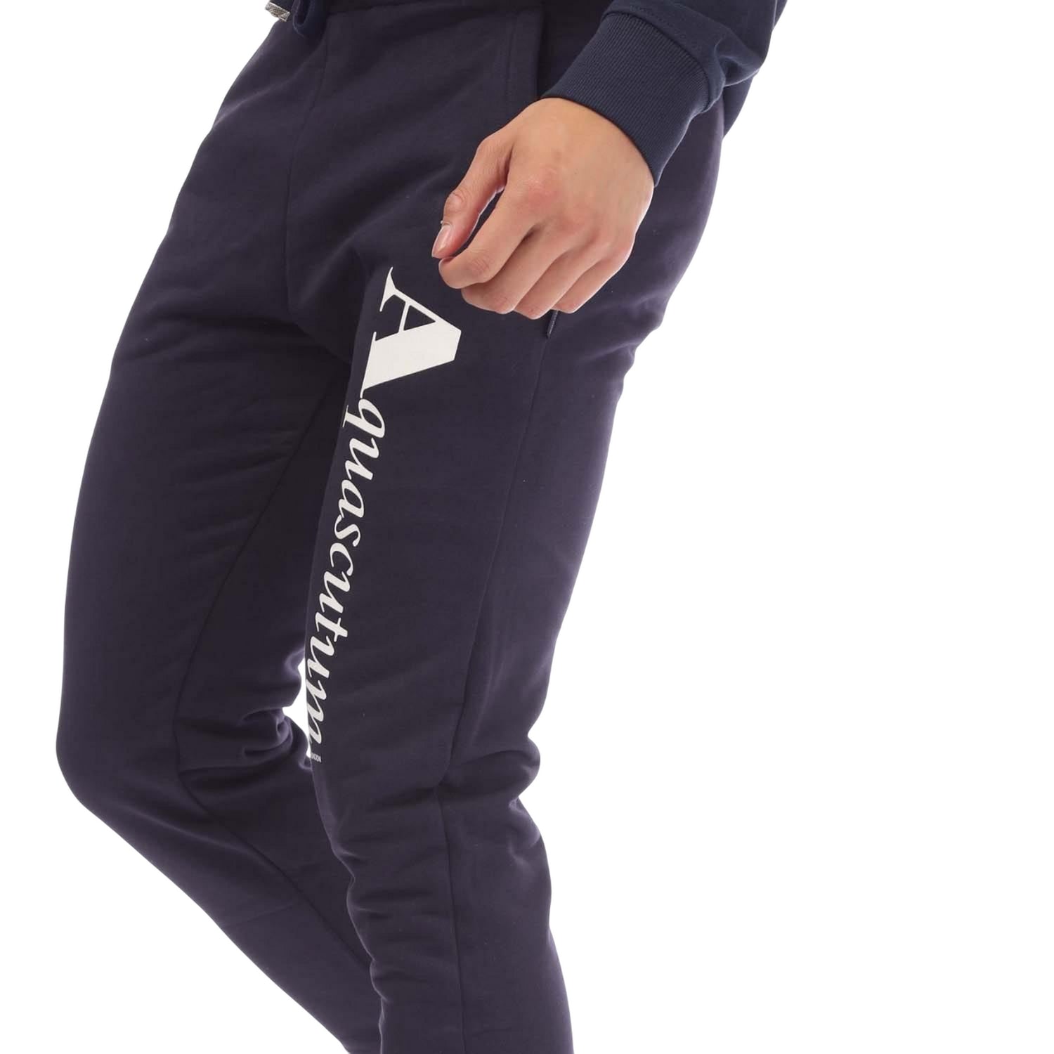 Navy - Side - Aquascutum Mens Logo Jogging Bottoms