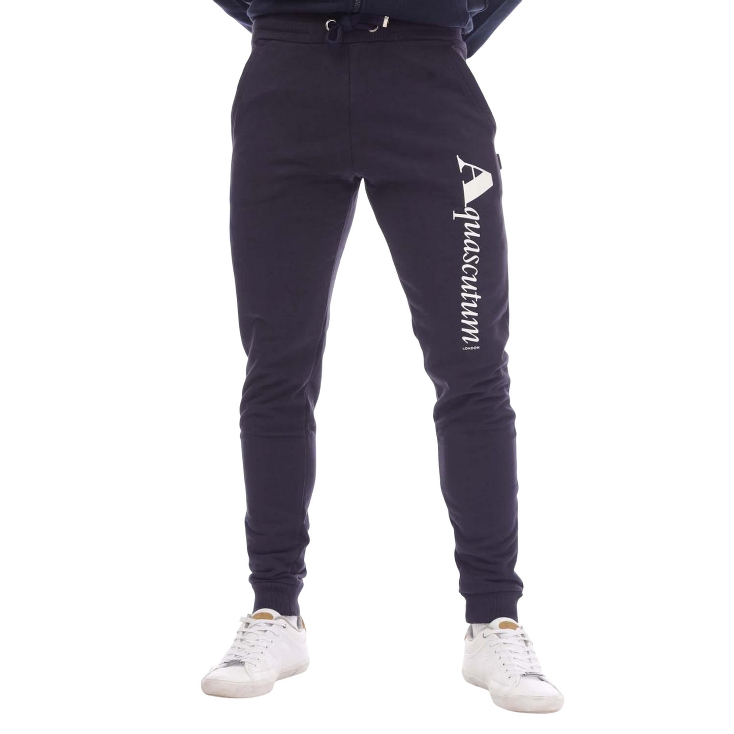 Navy - Front - Aquascutum Mens Logo Jogging Bottoms