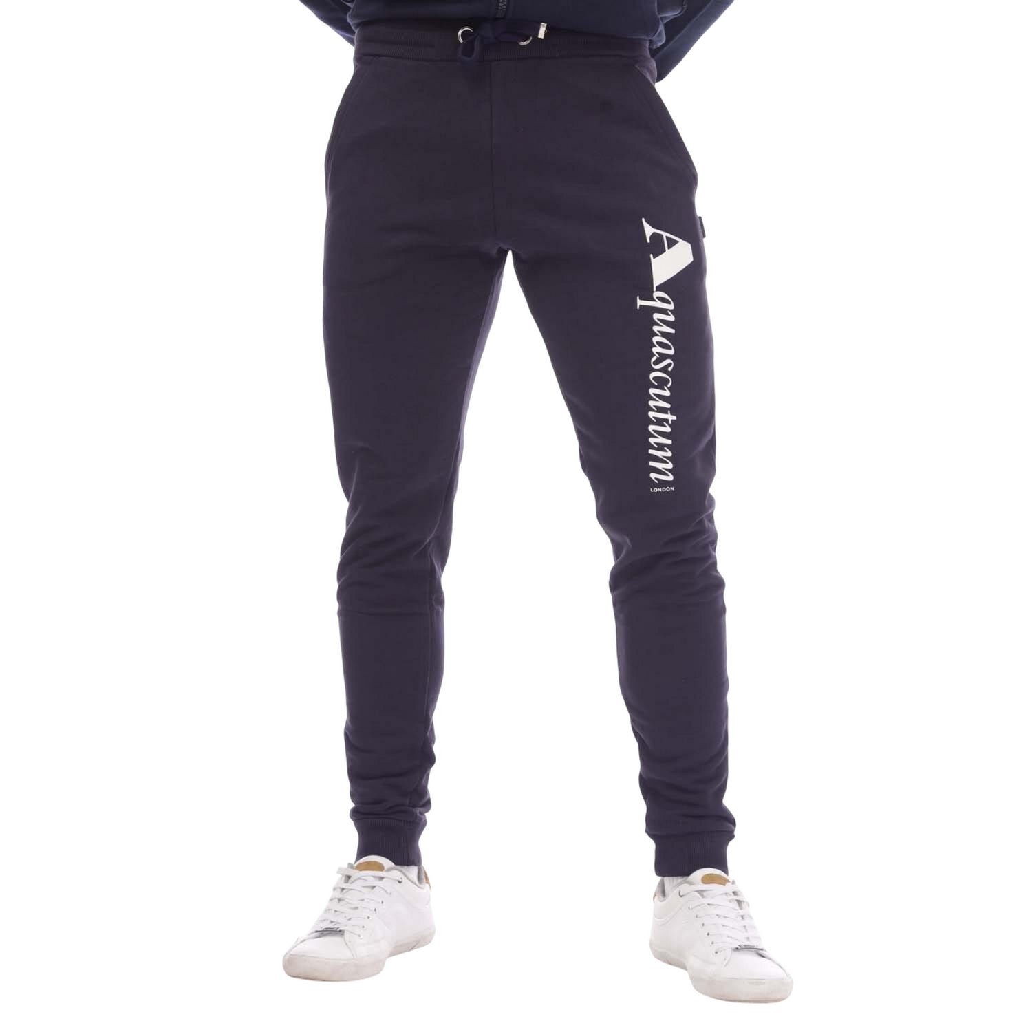 Navy - Front - Aquascutum Mens Logo Jogging Bottoms