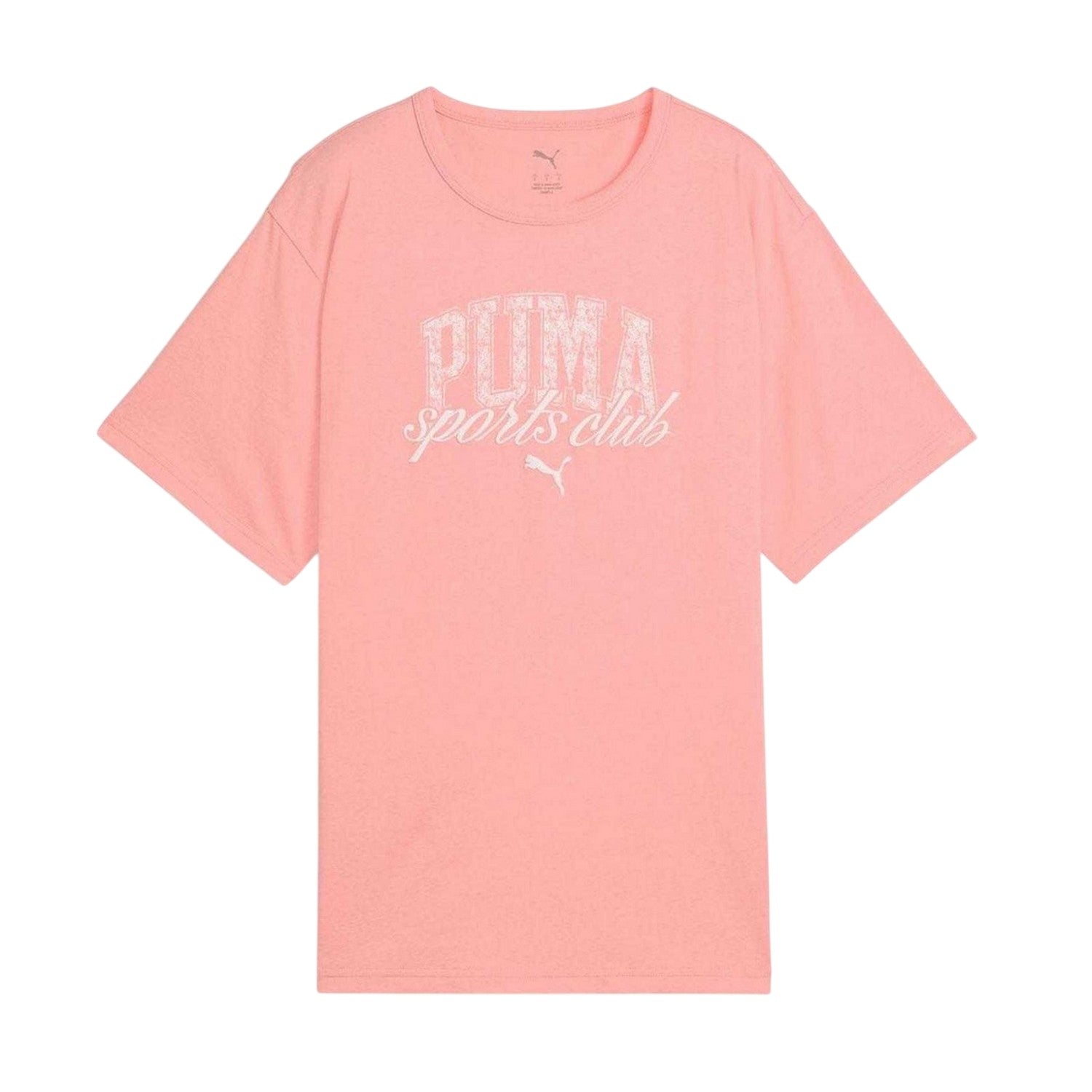 Pink - Front - Puma Womens-Ladies Logo Cotton Relaxed Fit T-Shirt