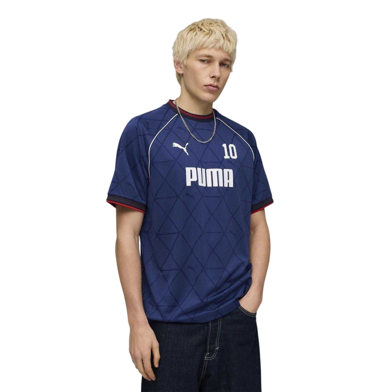 Blue Jewel - Side - Puma Mens Geometric Pattern Sport T-Shirt