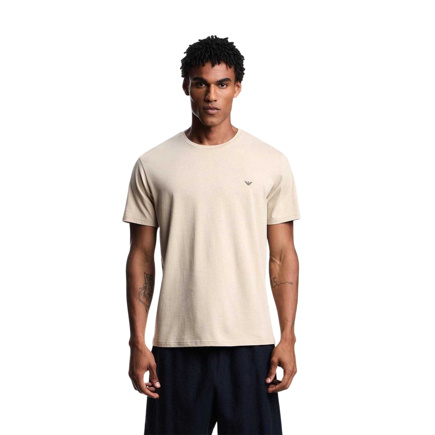 Taupe-Stone - Side - Emporio Armani EA7 Mens T-Shirt