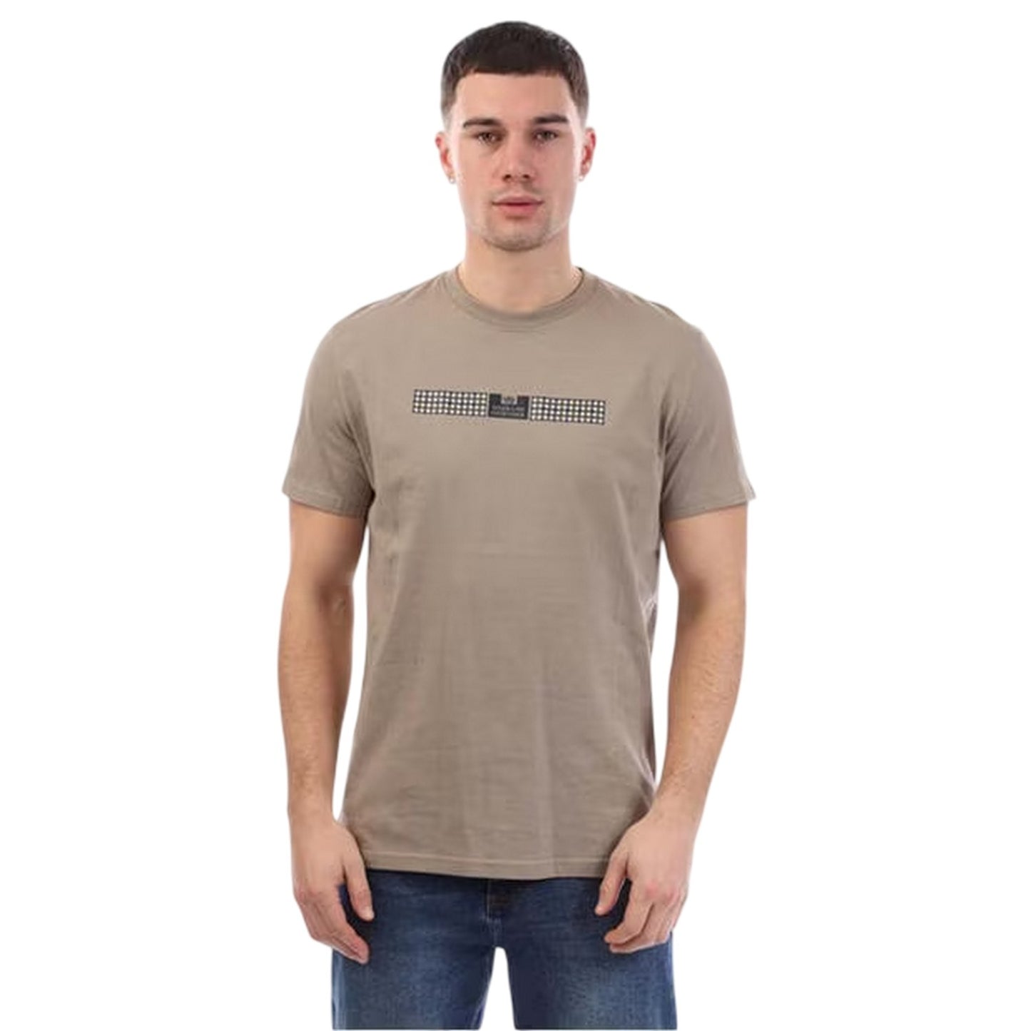 Stone - Front - Weekend Offender Mens Shareck Checked Regular T-Shirt