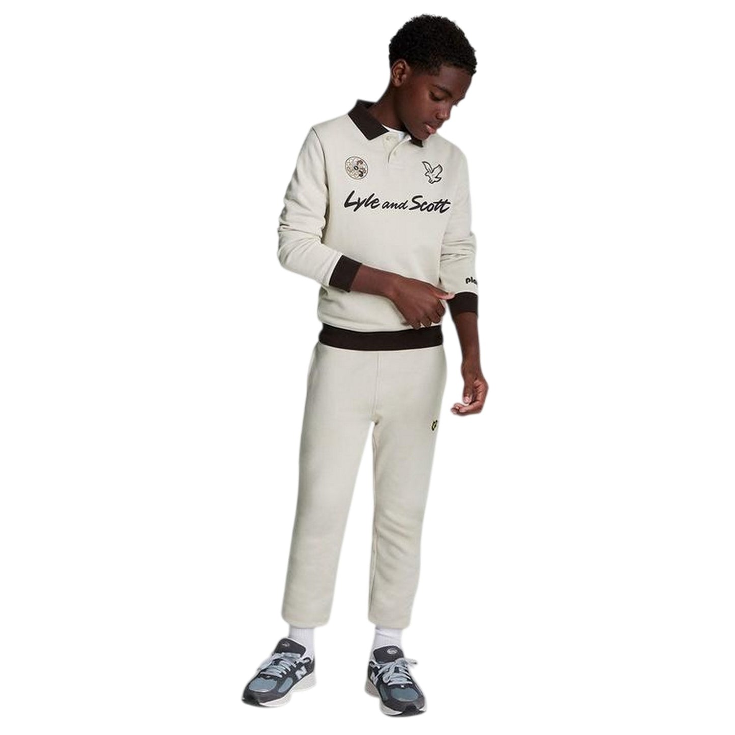 Beige - Side - Lyle & Scott Boys Logo Collared Sweatshirt