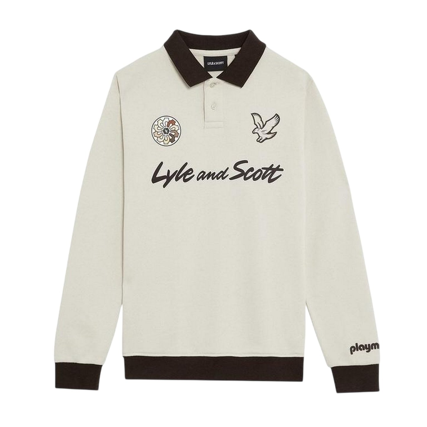 Beige - Front - Lyle & Scott Boys Logo Collared Sweatshirt