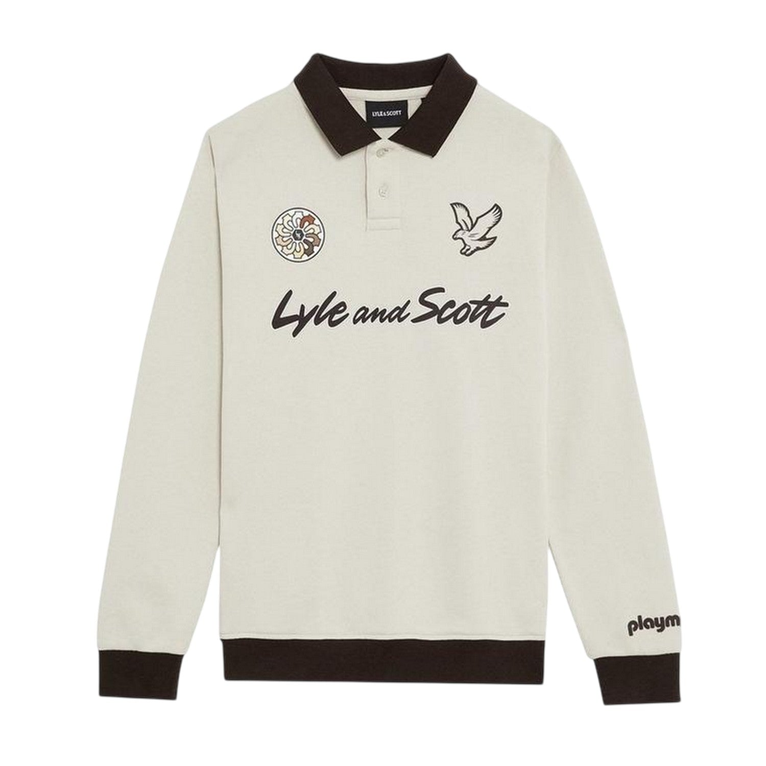 Beige - Front - Lyle & Scott Boys Logo Collared Sweatshirt