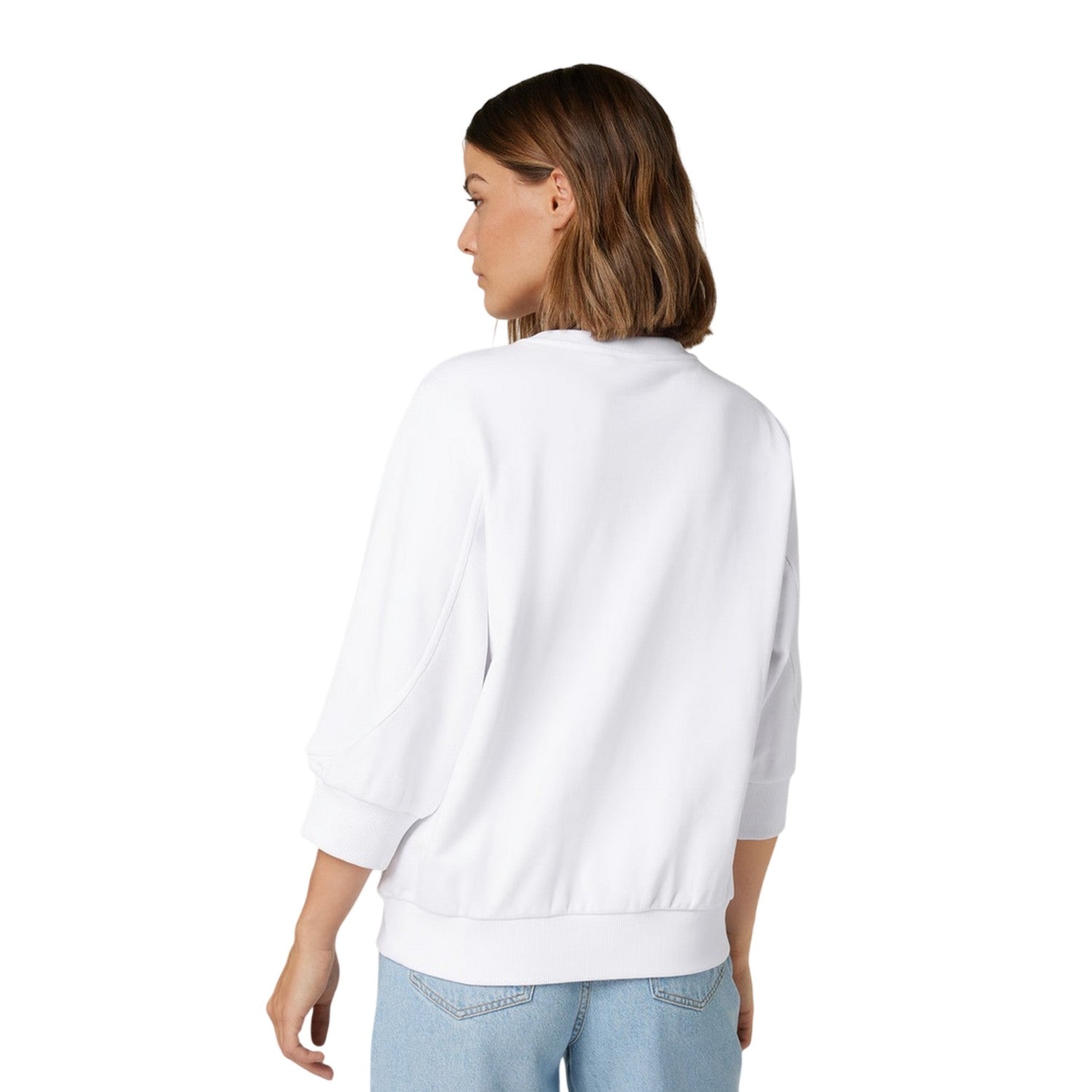 White - Back - Armani Exchange Womens-Ladies 3-4 Sleeve Sweatshirt