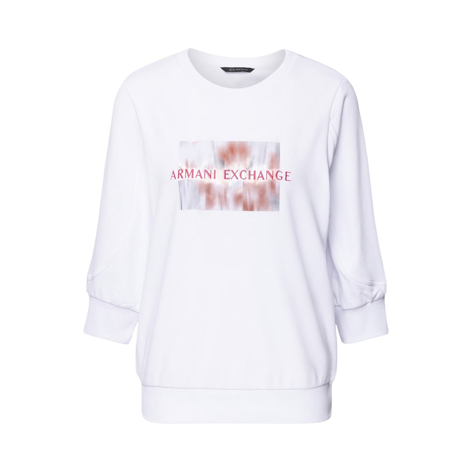 White - Front - Armani Exchange Womens-Ladies 3-4 Sleeve Sweatshirt