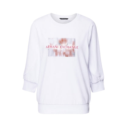 White - Front - Armani Exchange Womens-Ladies 3-4 Sleeve Sweatshirt