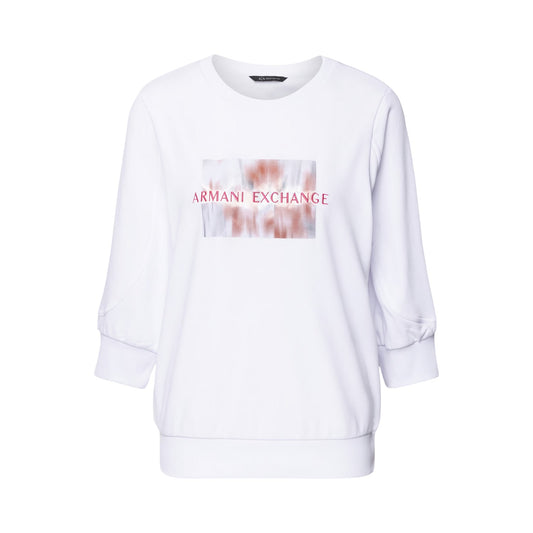 White - Front - Armani Exchange Womens-Ladies 3-4 Sleeve Sweatshirt