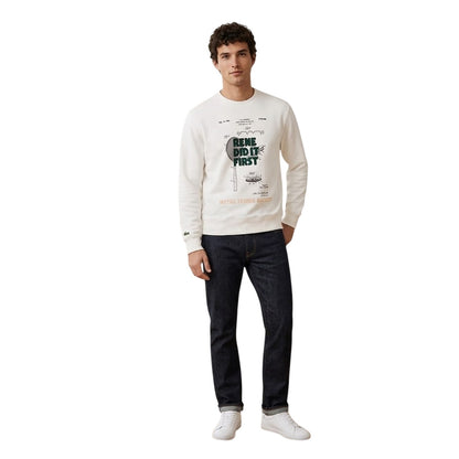 Cream - Side - Lacoste Mens Patent Print Pique Sweatshirt