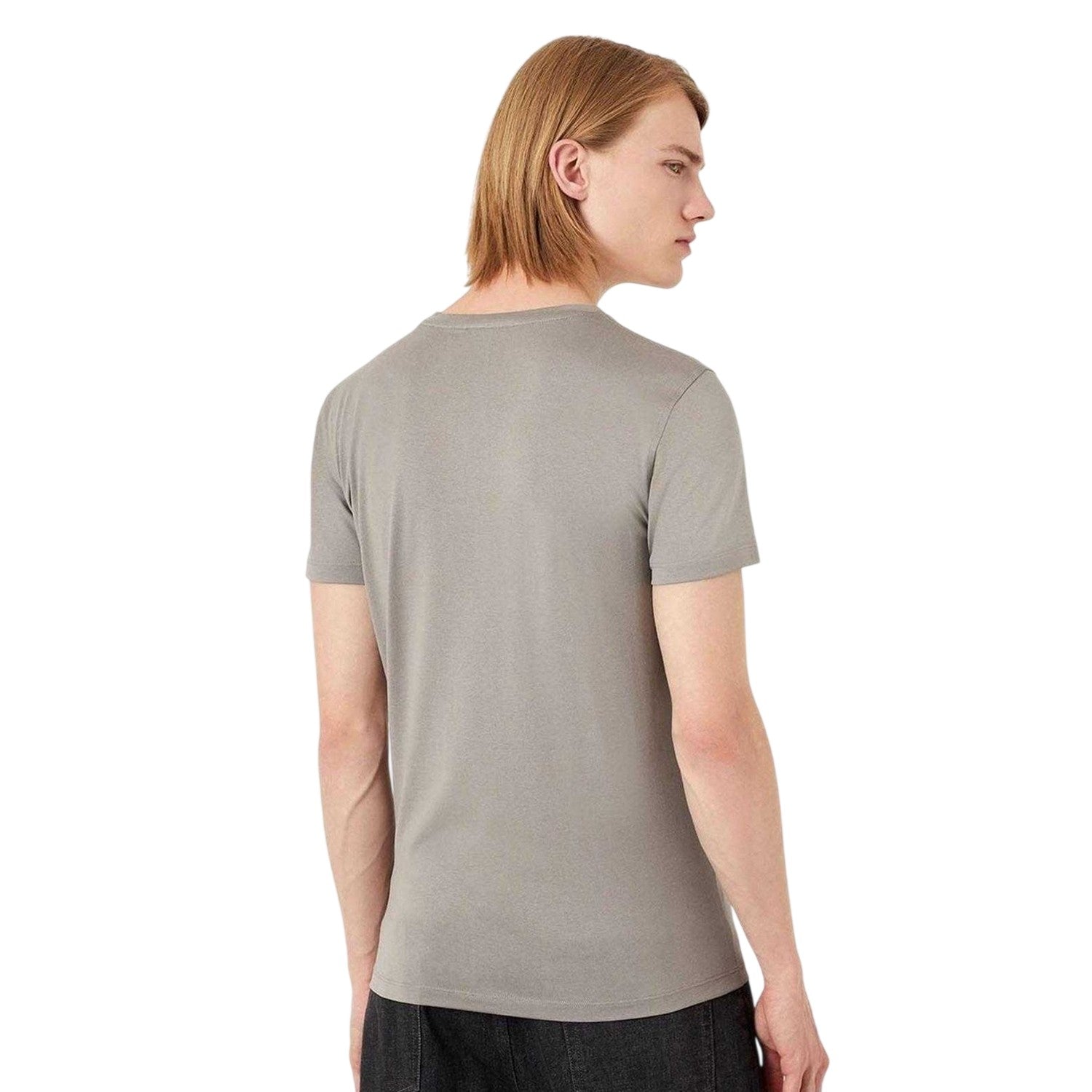 Grey - Back - Emporio Armani EA7 Mens Slim Short-Sleeved T-Shirt
