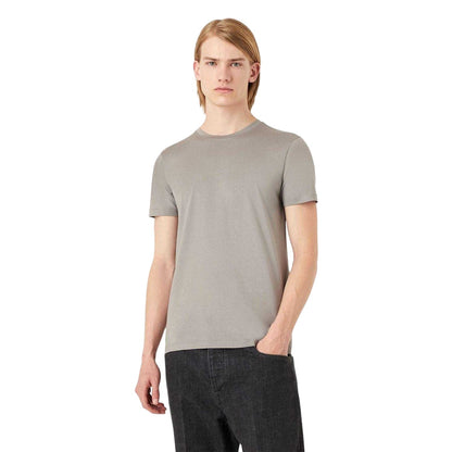 Grey - Side - Emporio Armani EA7 Mens Slim Short-Sleeved T-Shirt