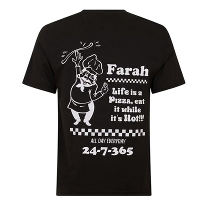 Black - Back - Farah Mens Brent Graphic Print Cotton T-Shirt
