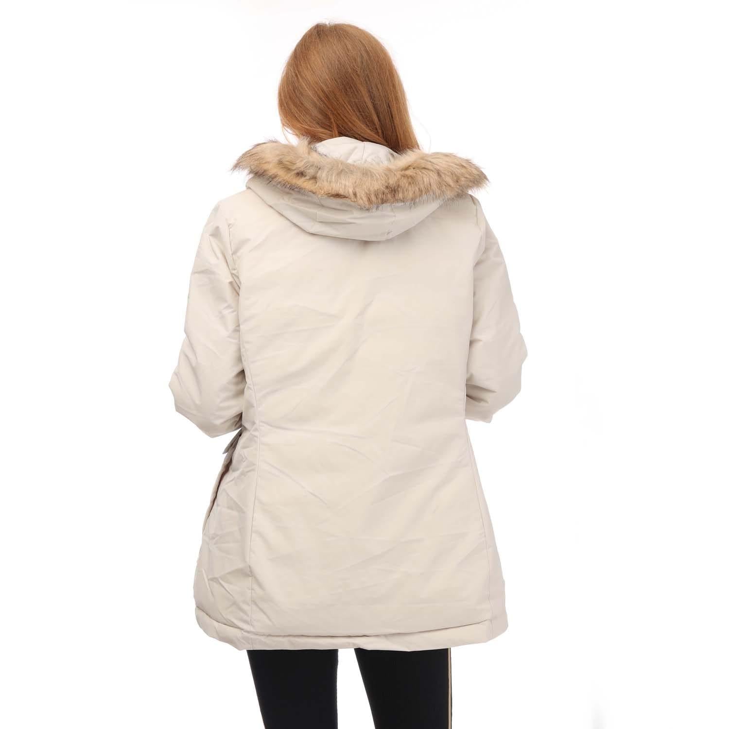 Beige - Back - Adidas Womens-Ladies Utilitas Hooded Parka