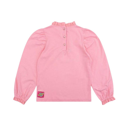 Pink - Back - Oilily Childrens-Kids Embroidered Mock Neck Long-Sleeved T-Shirt