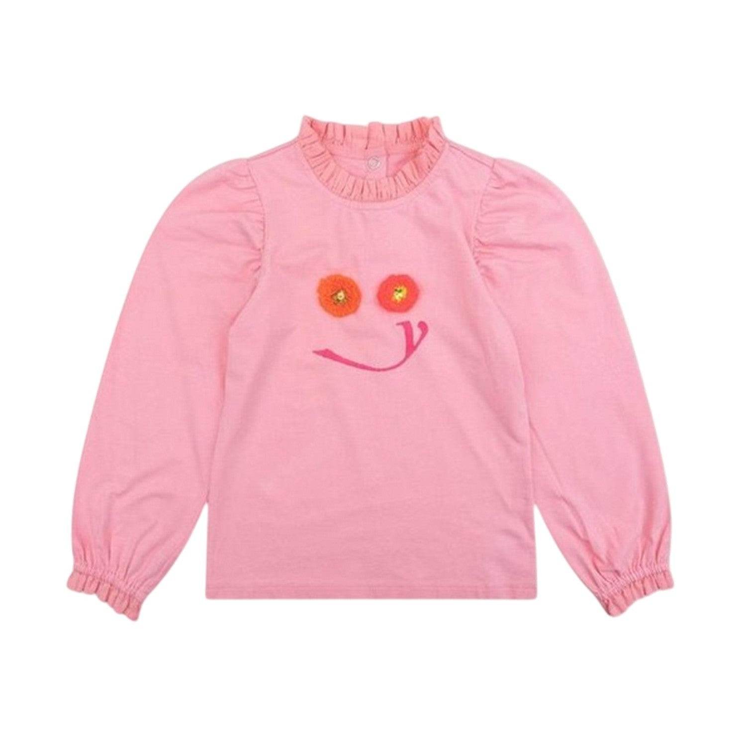 Pink - Front - Oilily Childrens-Kids Embroidered Mock Neck Long-Sleeved T-Shirt